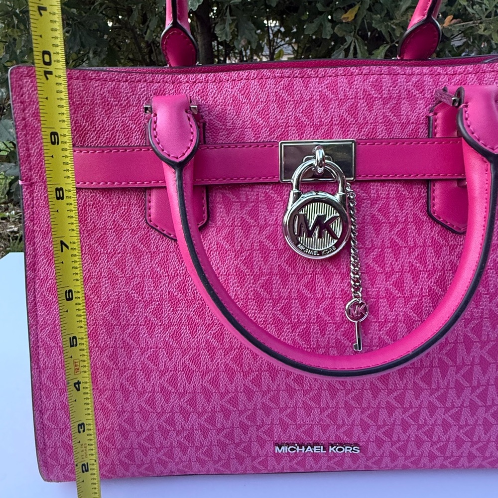 Michael Kors Purse and Wallet Hamilton Medium Satchel Dragon Fruit with Wallet - Picture 7 of 12